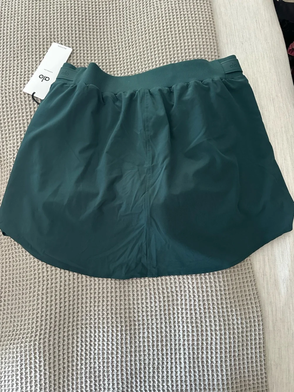 NWT: ALO Yoga Women's High Waist Elevation Mini Skirt, Midnight Green, Large
